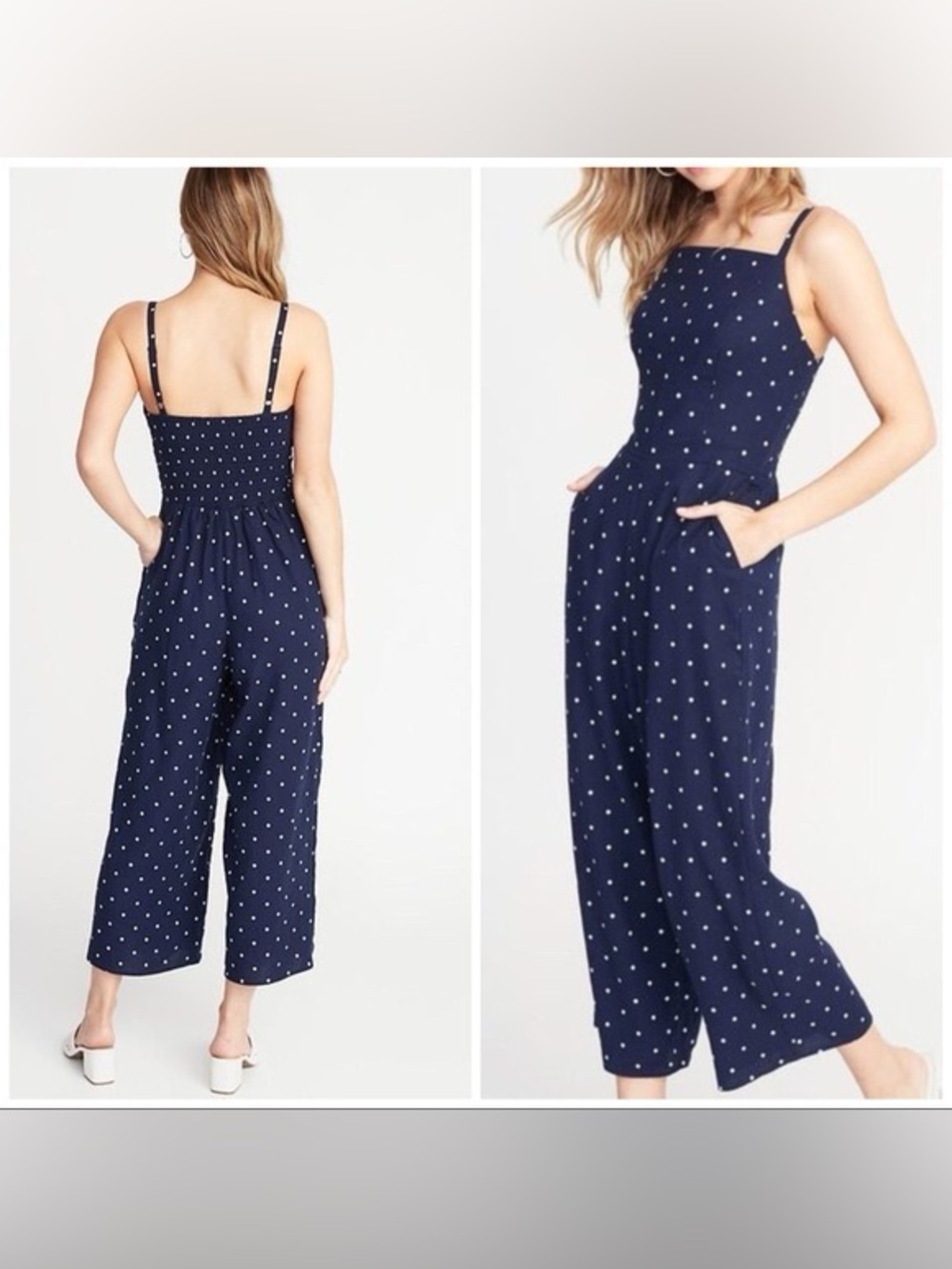 Old Navy Polka Dot Linen Jumpsuit. Medium